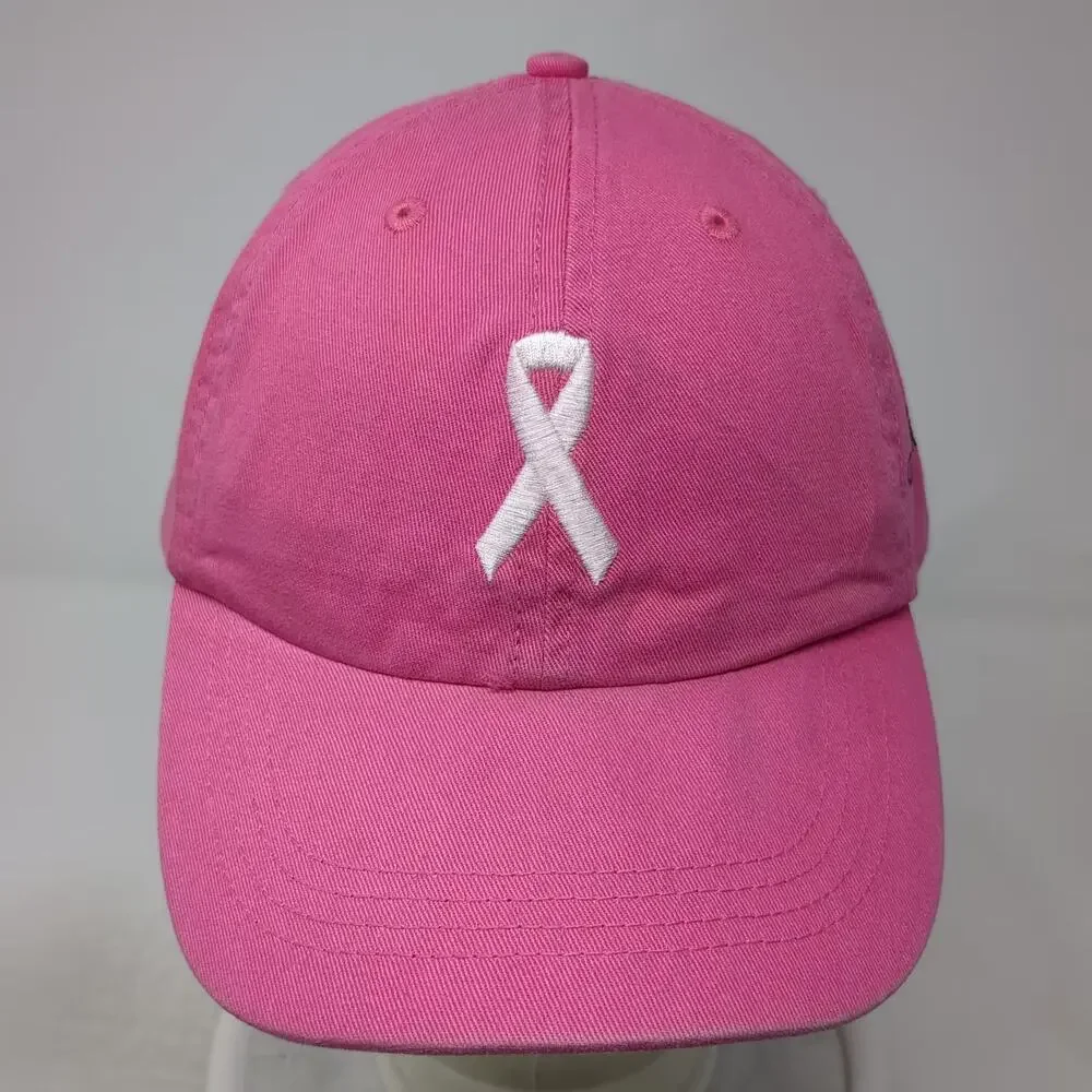 Alternative Baseball Cap Pink White OS Ribbon ConocoPhillips Logo Slideback Hat - Picture 2 of 9